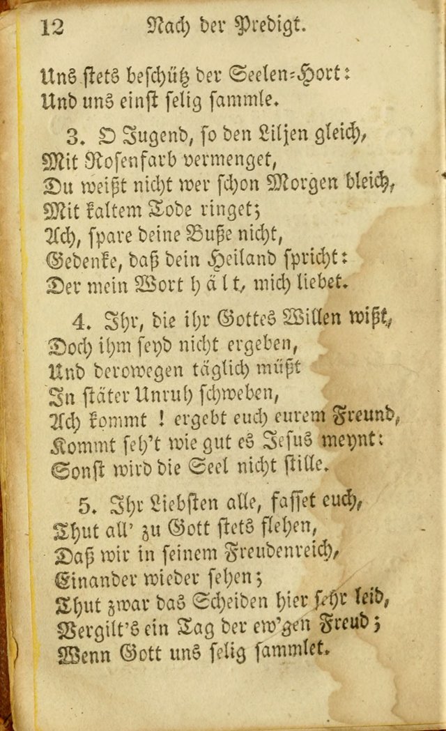 Die Gemeinschaftliche Liedersammlung: zum allgemeinen Gebrauch des wahren Gottesdienstes: mit einem inhalt sammt zwensachen register versehen (3 aufl.) page 12