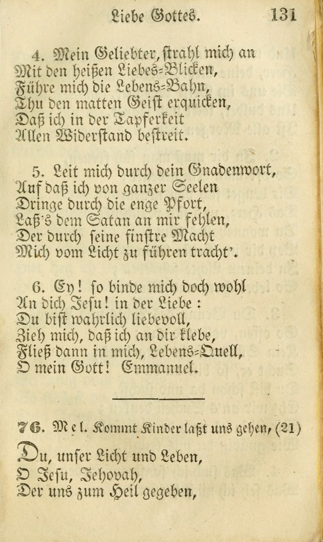 Die Gemeinschaftliche Liedersammlung: zum allgemeinen Gebrauch des wahren Gottesdienstes: mit einem inhalt sammt zwensachen register versehen (3 aufl.) page 131