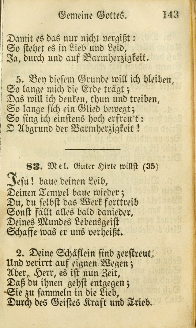 Die Gemeinschaftliche Liedersammlung: zum allgemeinen Gebrauch des wahren Gottesdienstes: mit einem inhalt sammt zwensachen register versehen (3 aufl.) page 143