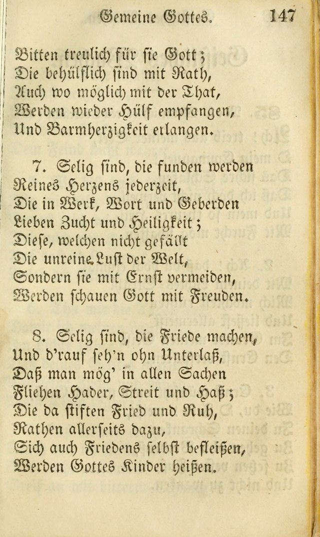 Die Gemeinschaftliche Liedersammlung: zum allgemeinen Gebrauch des wahren Gottesdienstes: mit einem inhalt sammt zwensachen register versehen (3 aufl.) page 147