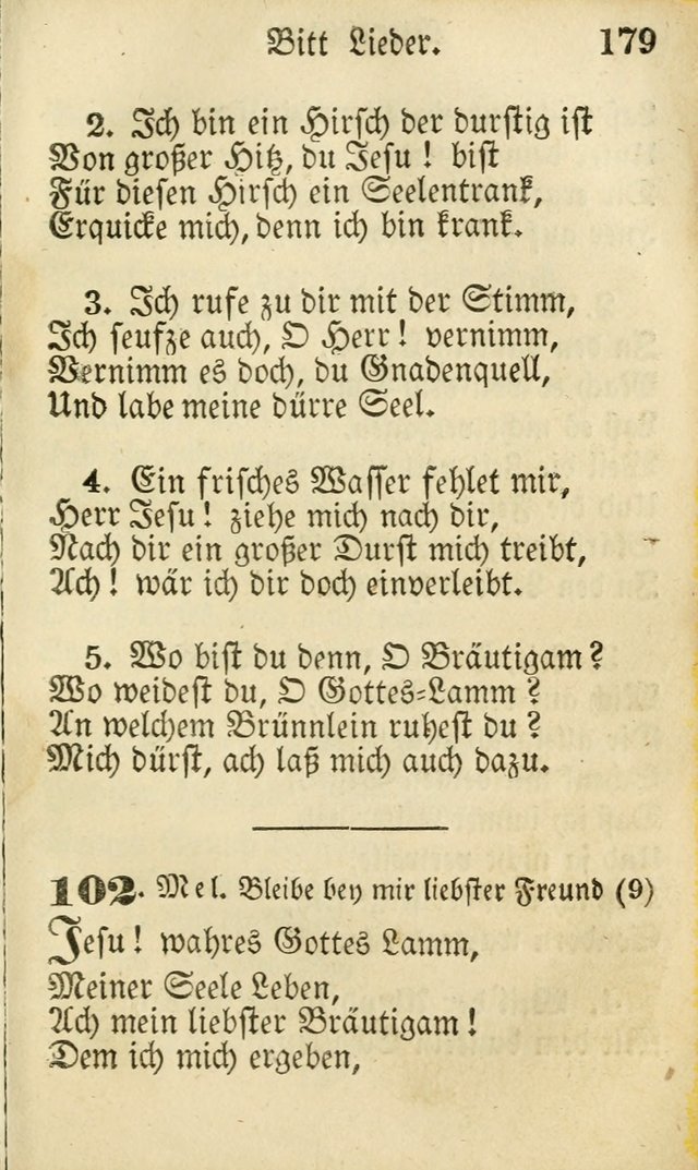 Die Gemeinschaftliche Liedersammlung: zum allgemeinen Gebrauch des wahren Gottesdienstes: mit einem inhalt sammt zwensachen register versehen (3 aufl.) page 179