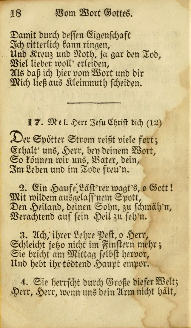 Die Gemeinschaftliche Liedersammlung: zum allgemeinen Gebrauch des wahren Gottesdienstes: mit einem inhalt sammt zwensachen register versehen (3 aufl.) page 18