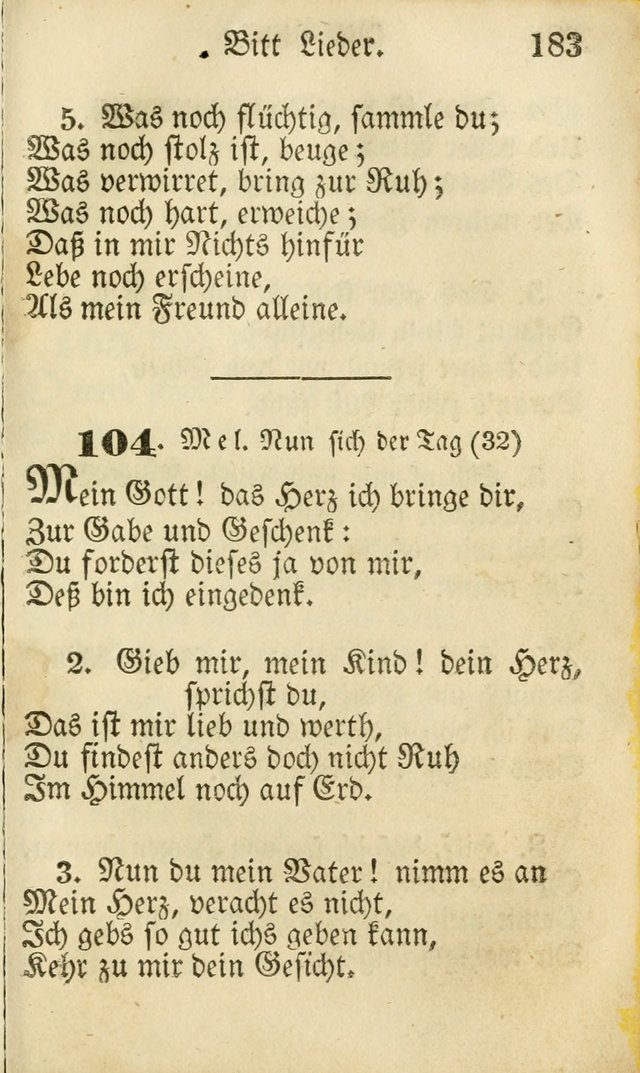 Die Gemeinschaftliche Liedersammlung: zum allgemeinen Gebrauch des wahren Gottesdienstes: mit einem inhalt sammt zwensachen register versehen (3 aufl.) page 183