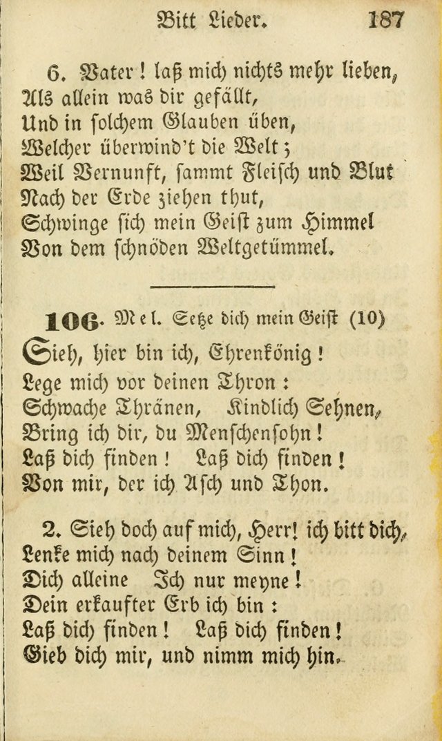 Die Gemeinschaftliche Liedersammlung: zum allgemeinen Gebrauch des wahren Gottesdienstes: mit einem inhalt sammt zwensachen register versehen (3 aufl.) page 187