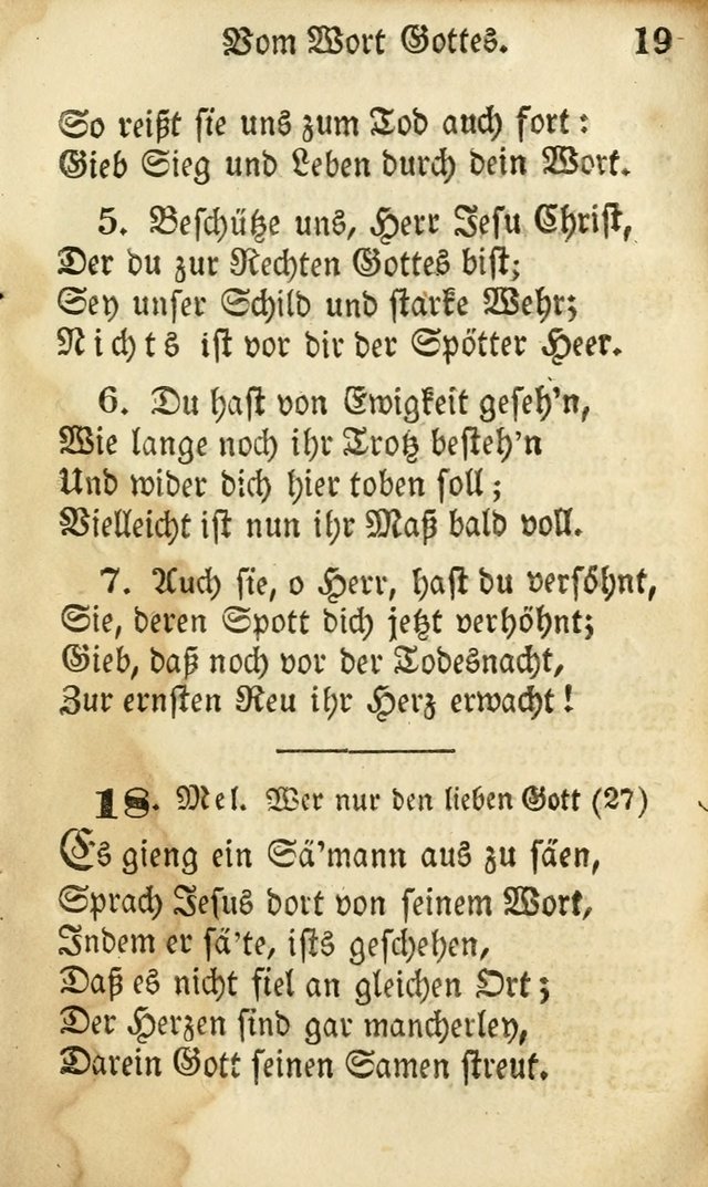 Die Gemeinschaftliche Liedersammlung: zum allgemeinen Gebrauch des wahren Gottesdienstes: mit einem inhalt sammt zwensachen register versehen (3 aufl.) page 19