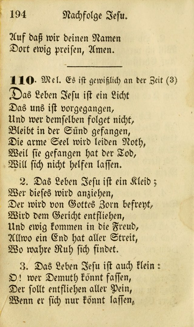 Die Gemeinschaftliche Liedersammlung: zum allgemeinen Gebrauch des wahren Gottesdienstes: mit einem inhalt sammt zwensachen register versehen (3 aufl.) page 194