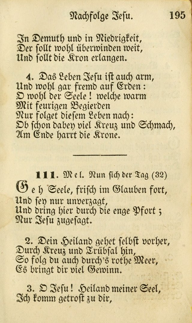 Die Gemeinschaftliche Liedersammlung: zum allgemeinen Gebrauch des wahren Gottesdienstes: mit einem inhalt sammt zwensachen register versehen (3 aufl.) page 195