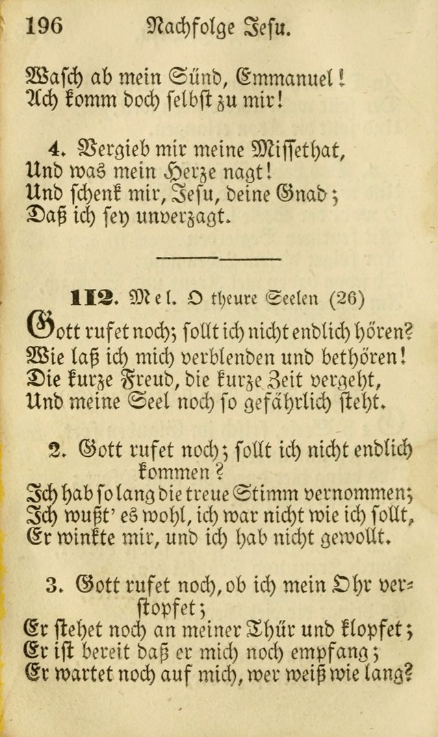 Die Gemeinschaftliche Liedersammlung: zum allgemeinen Gebrauch des wahren Gottesdienstes: mit einem inhalt sammt zwensachen register versehen (3 aufl.) page 196