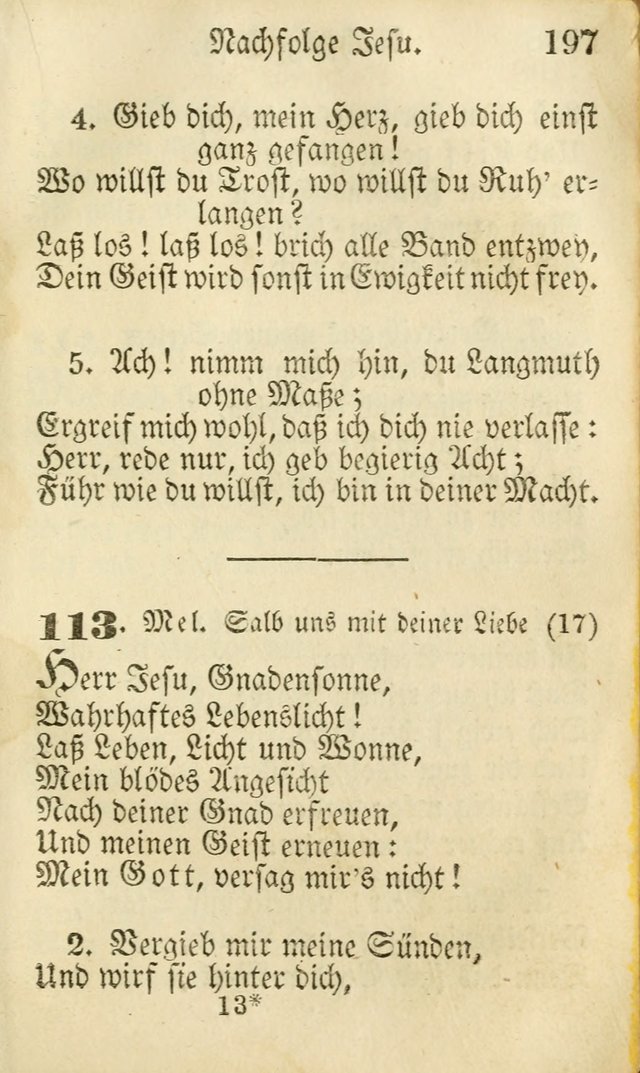 Die Gemeinschaftliche Liedersammlung: zum allgemeinen Gebrauch des wahren Gottesdienstes: mit einem inhalt sammt zwensachen register versehen (3 aufl.) page 197