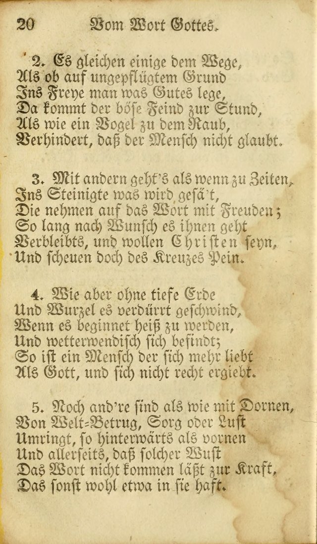 Die Gemeinschaftliche Liedersammlung: zum allgemeinen Gebrauch des wahren Gottesdienstes: mit einem inhalt sammt zwensachen register versehen (3 aufl.) page 20