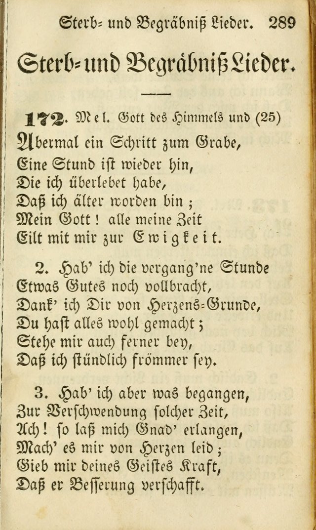 Die Gemeinschaftliche Liedersammlung: zum allgemeinen Gebrauch des wahren Gottesdienstes: mit einem inhalt sammt zwensachen register versehen (3 aufl.) page 289