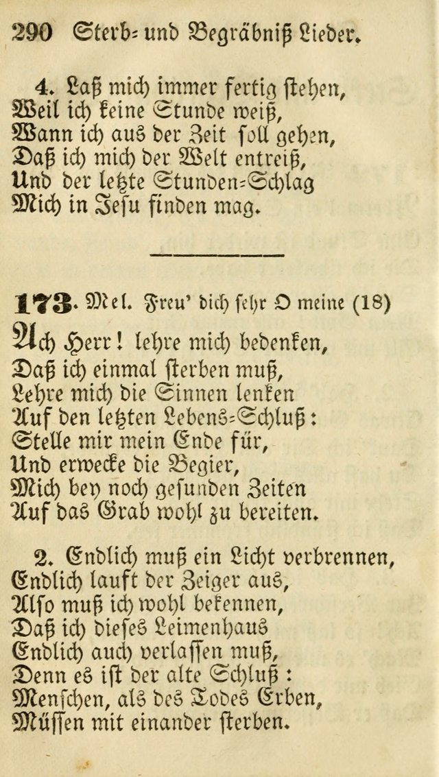 Die Gemeinschaftliche Liedersammlung: zum allgemeinen Gebrauch des wahren Gottesdienstes: mit einem inhalt sammt zwensachen register versehen (3 aufl.) page 290