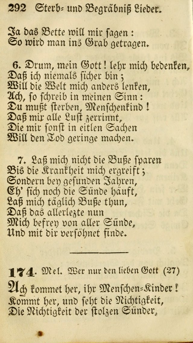 Die Gemeinschaftliche Liedersammlung: zum allgemeinen Gebrauch des wahren Gottesdienstes: mit einem inhalt sammt zwensachen register versehen (3 aufl.) page 292