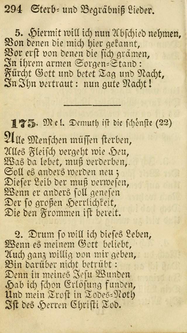 Die Gemeinschaftliche Liedersammlung: zum allgemeinen Gebrauch des wahren Gottesdienstes: mit einem inhalt sammt zwensachen register versehen (3 aufl.) page 294