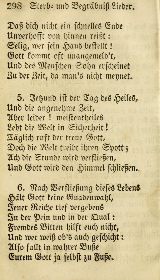 Die Gemeinschaftliche Liedersammlung: zum allgemeinen Gebrauch des wahren Gottesdienstes: mit einem inhalt sammt zwensachen register versehen (3 aufl.) page 298