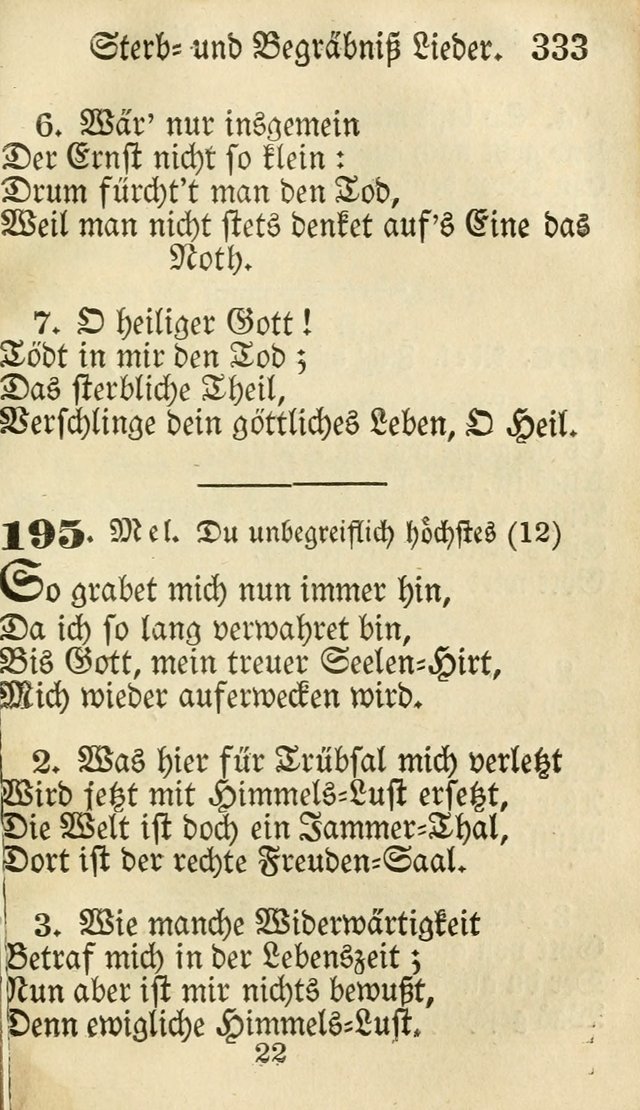 Die Gemeinschaftliche Liedersammlung: zum allgemeinen Gebrauch des wahren Gottesdienstes: mit einem inhalt sammt zwensachen register versehen (3 aufl.) page 335