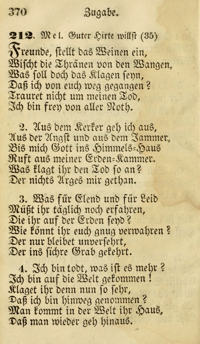 Die Gemeinschaftliche Liedersammlung: zum allgemeinen Gebrauch des wahren Gottesdienstes: mit einem inhalt sammt zwensachen register versehen (3 aufl.) page 372