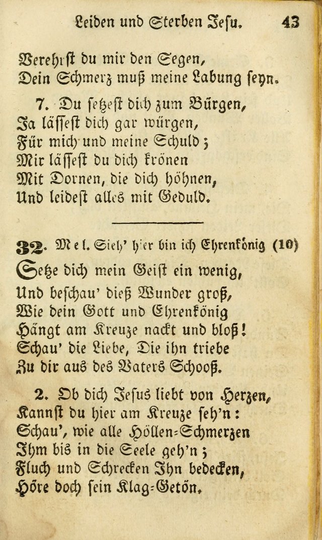 Die Gemeinschaftliche Liedersammlung: zum allgemeinen Gebrauch des wahren Gottesdienstes: mit einem inhalt sammt zwensachen register versehen (3 aufl.) page 43