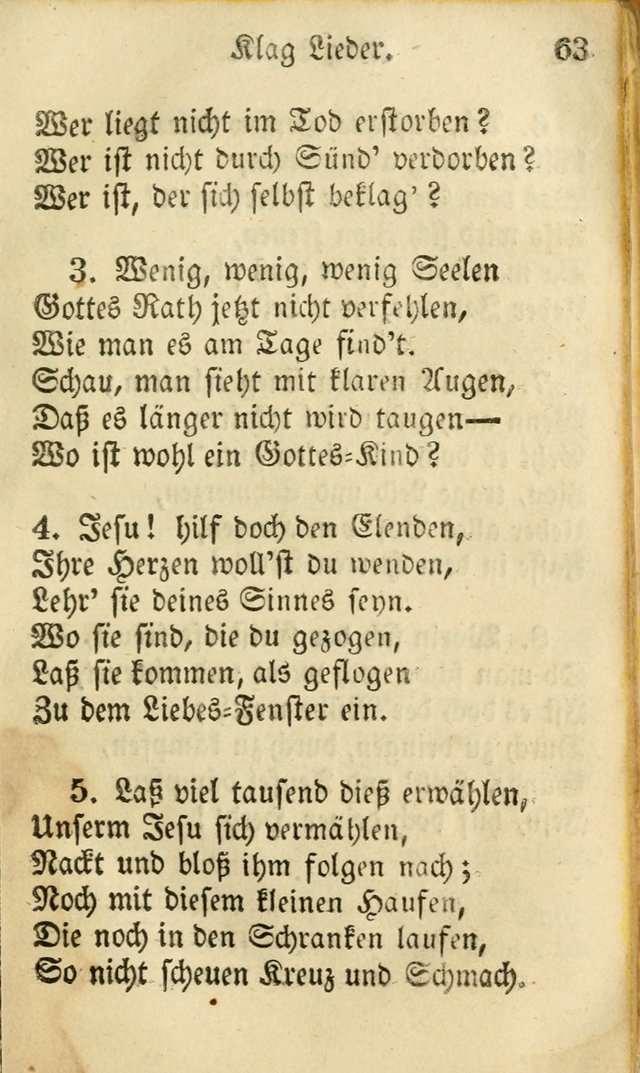 Die Gemeinschaftliche Liedersammlung: zum allgemeinen Gebrauch des wahren Gottesdienstes: mit einem inhalt sammt zwensachen register versehen (3 aufl.) page 63