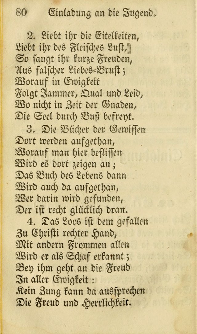 Die Gemeinschaftliche Liedersammlung: zum allgemeinen Gebrauch des wahren Gottesdienstes: mit einem inhalt sammt zwensachen register versehen (3 aufl.) page 80