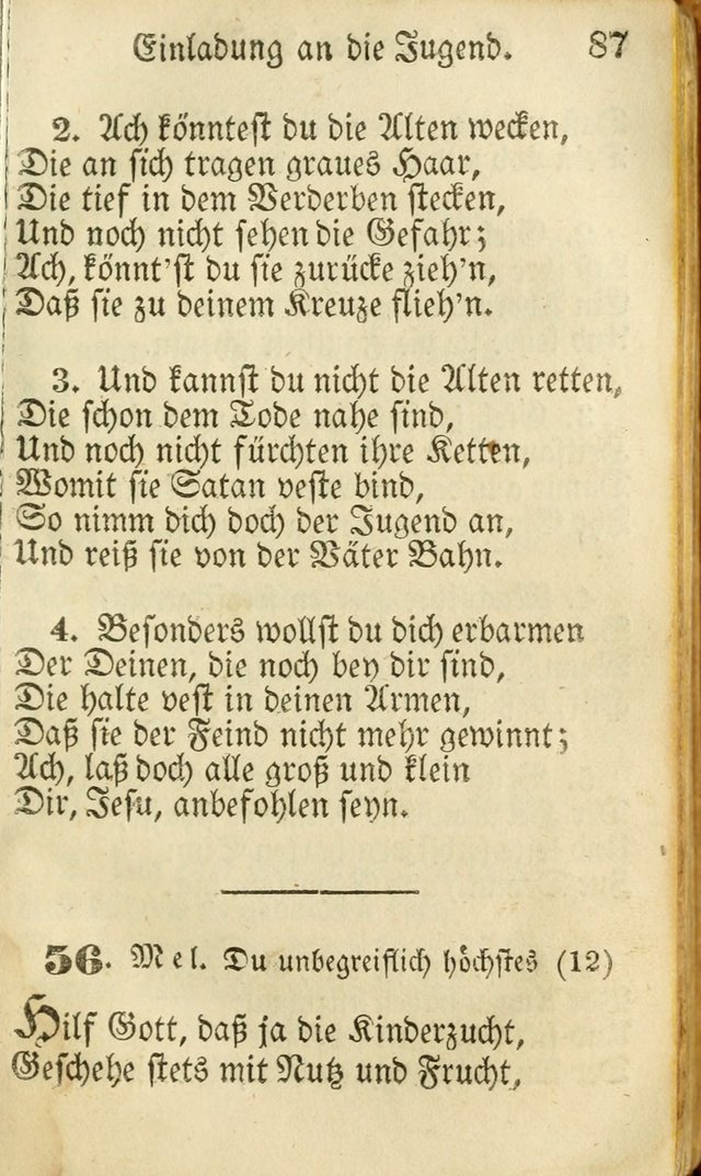 Die Gemeinschaftliche Liedersammlung: zum allgemeinen Gebrauch des wahren Gottesdienstes: mit einem inhalt sammt zwensachen register versehen (3 aufl.) page 87