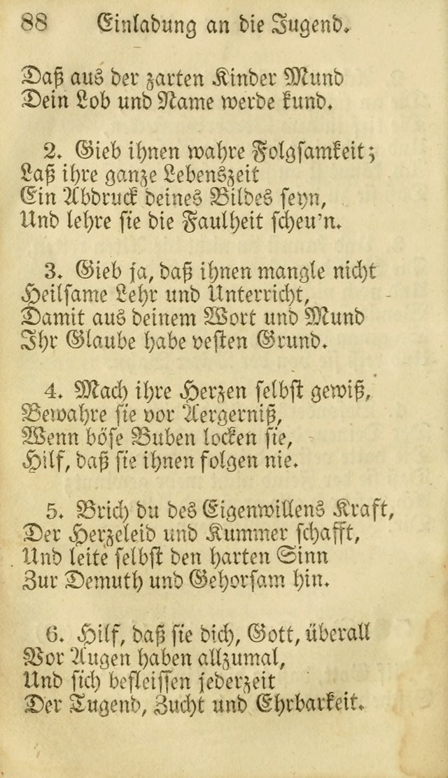 Die Gemeinschaftliche Liedersammlung: zum allgemeinen Gebrauch des wahren Gottesdienstes: mit einem inhalt sammt zwensachen register versehen (3 aufl.) page 88