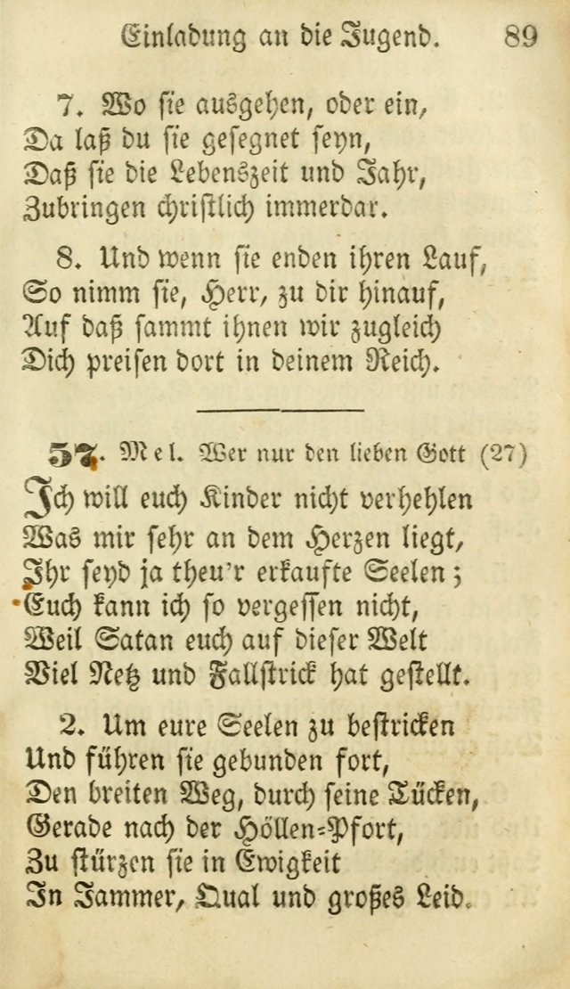 Die Gemeinschaftliche Liedersammlung: zum allgemeinen Gebrauch des wahren Gottesdienstes: mit einem inhalt sammt zwensachen register versehen (3 aufl.) page 89