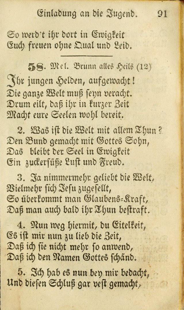 Die Gemeinschaftliche Liedersammlung: zum allgemeinen Gebrauch des wahren Gottesdienstes: mit einem inhalt sammt zwensachen register versehen (3 aufl.) page 91