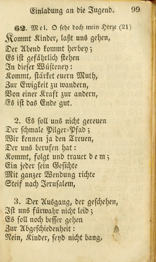 Die Gemeinschaftliche Liedersammlung: zum allgemeinen Gebrauch des wahren Gottesdienstes: mit einem inhalt sammt zwensachen register versehen (3 aufl.) page 99