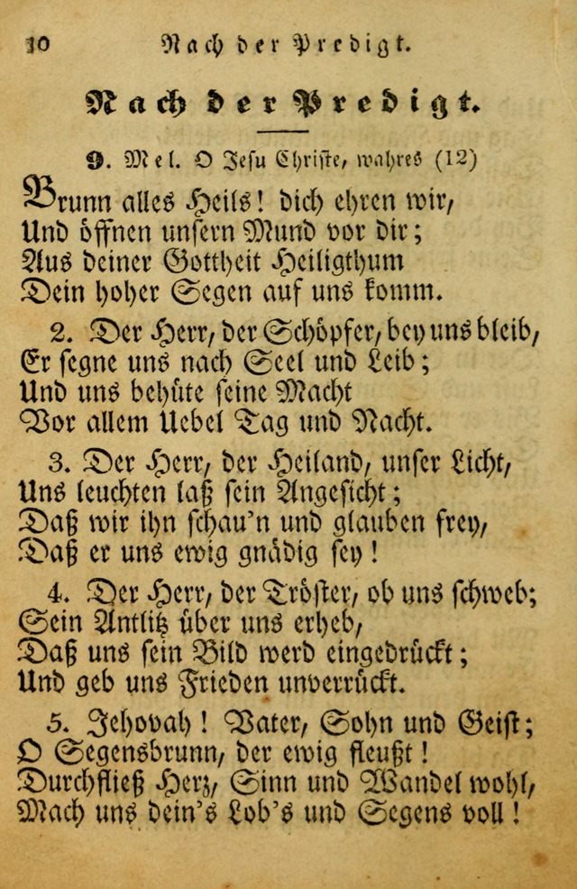 Die Gemeinschaftliche Liedersammlung: zum allgemeinen Gebrauch des wahren Gotrtesdienstes; mit einem inhalt sammt zweisachem Register versehen (4th Aufl) page 10