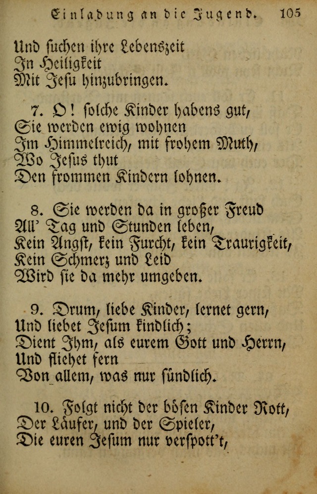 Die Gemeinschaftliche Liedersammlung: zum allgemeinen Gebrauch des wahren Gotrtesdienstes; mit einem inhalt sammt zweisachem Register versehen (4th Aufl) page 105