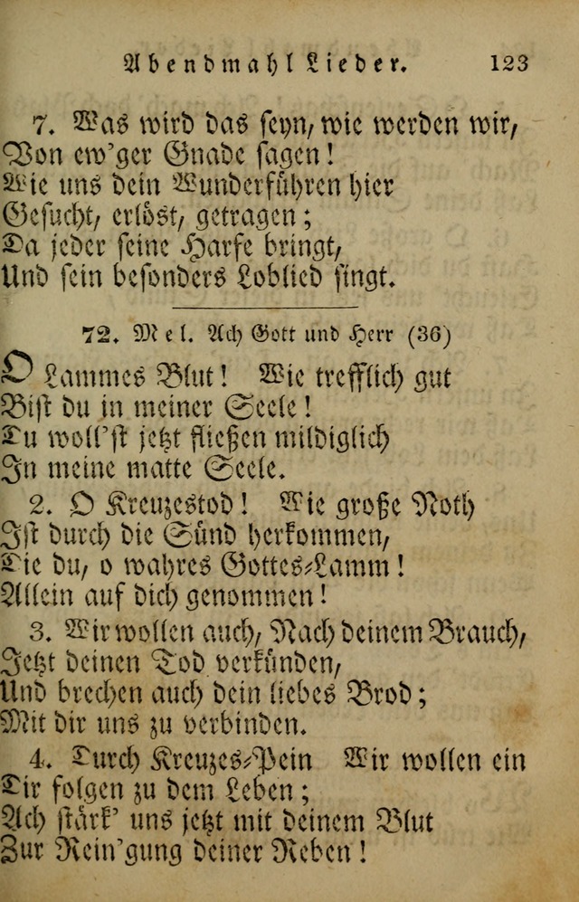 Die Gemeinschaftliche Liedersammlung: zum allgemeinen Gebrauch des wahren Gotrtesdienstes; mit einem inhalt sammt zweisachem Register versehen (4th Aufl) page 125