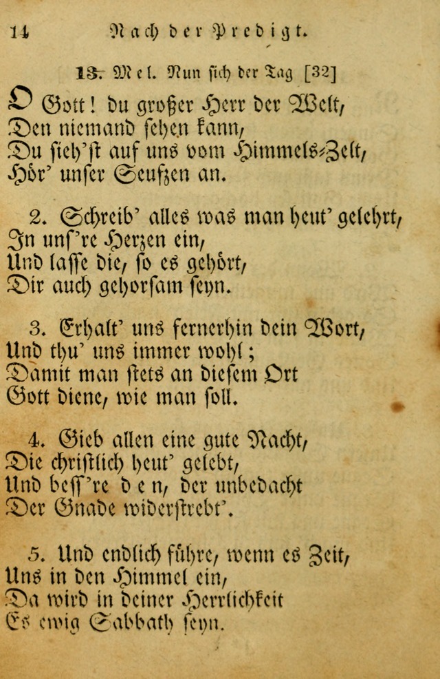 Die Gemeinschaftliche Liedersammlung: zum allgemeinen Gebrauch des wahren Gotrtesdienstes; mit einem inhalt sammt zweisachem Register versehen (4th Aufl) page 14