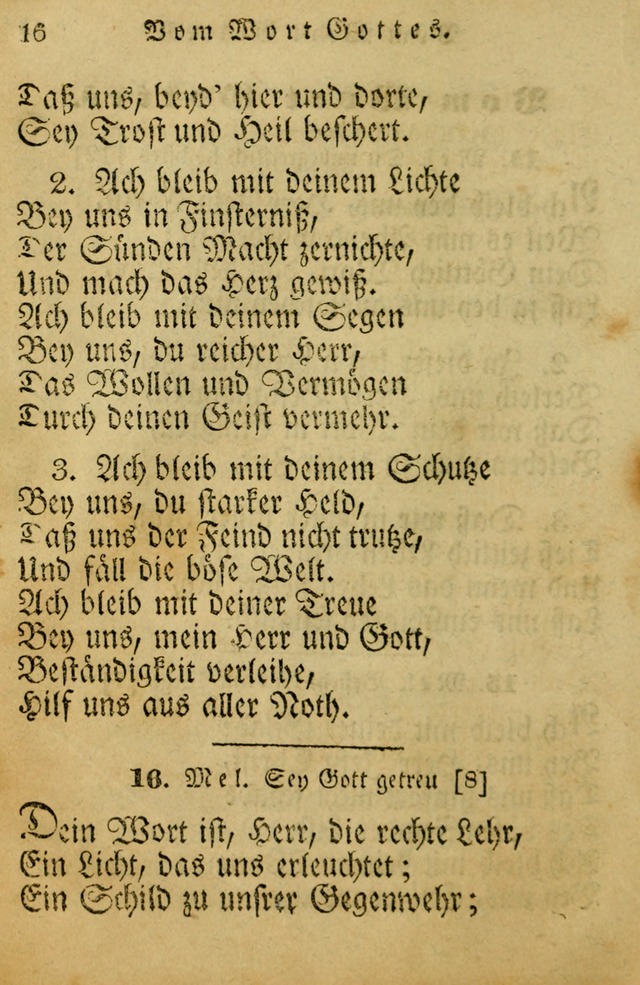 Die Gemeinschaftliche Liedersammlung: zum allgemeinen Gebrauch des wahren Gotrtesdienstes; mit einem inhalt sammt zweisachem Register versehen (4th Aufl) page 16