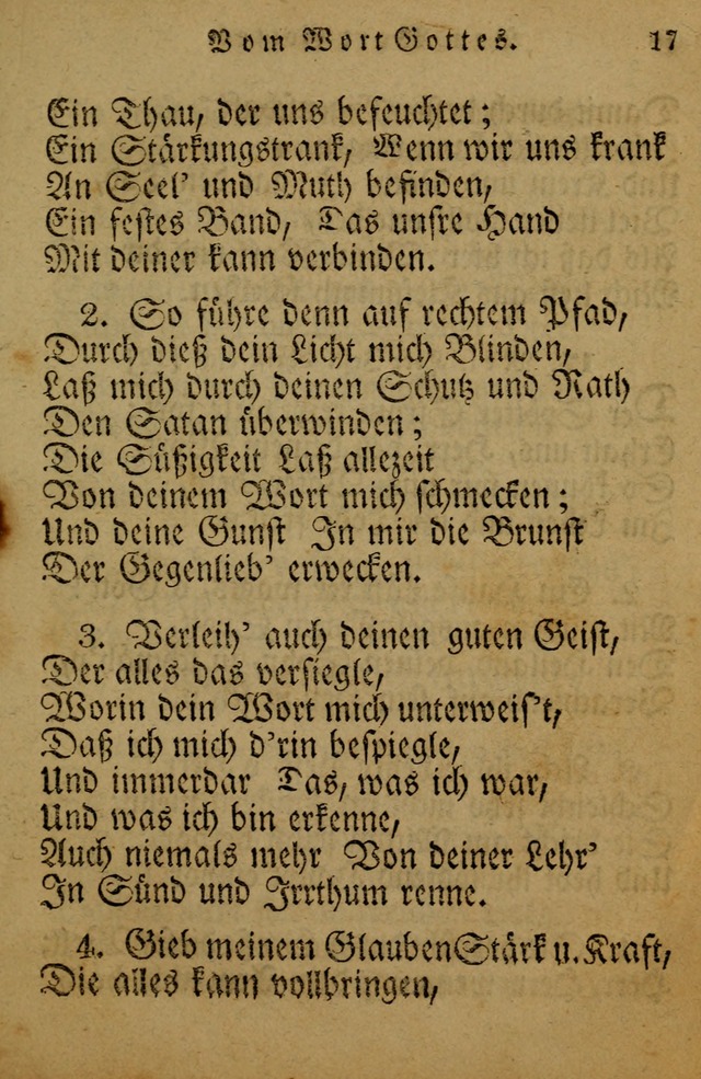 Die Gemeinschaftliche Liedersammlung: zum allgemeinen Gebrauch des wahren Gotrtesdienstes; mit einem inhalt sammt zweisachem Register versehen (4th Aufl) page 17