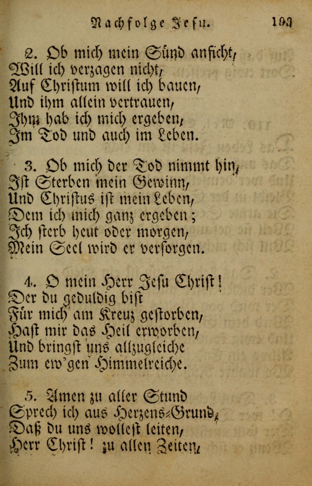 Die Gemeinschaftliche Liedersammlung: zum allgemeinen Gebrauch des wahren Gotrtesdienstes; mit einem inhalt sammt zweisachem Register versehen (4th Aufl) page 197