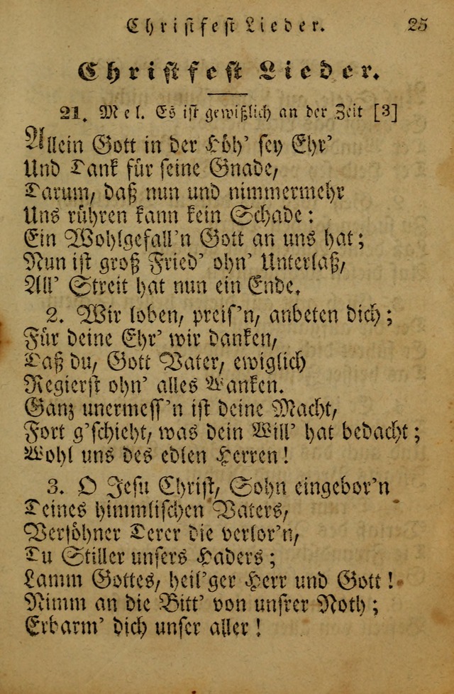 Die Gemeinschaftliche Liedersammlung: zum allgemeinen Gebrauch des wahren Gotrtesdienstes; mit einem inhalt sammt zweisachem Register versehen (4th Aufl) page 25