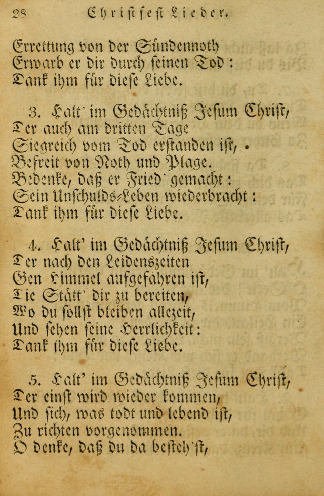 Die Gemeinschaftliche Liedersammlung: zum allgemeinen Gebrauch des wahren Gotrtesdienstes; mit einem inhalt sammt zweisachem Register versehen (4th Aufl) page 28