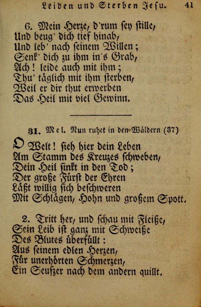 Die Gemeinschaftliche Liedersammlung: zum allgemeinen Gebrauch des wahren Gotrtesdienstes; mit einem inhalt sammt zweisachem Register versehen (4th Aufl) page 41