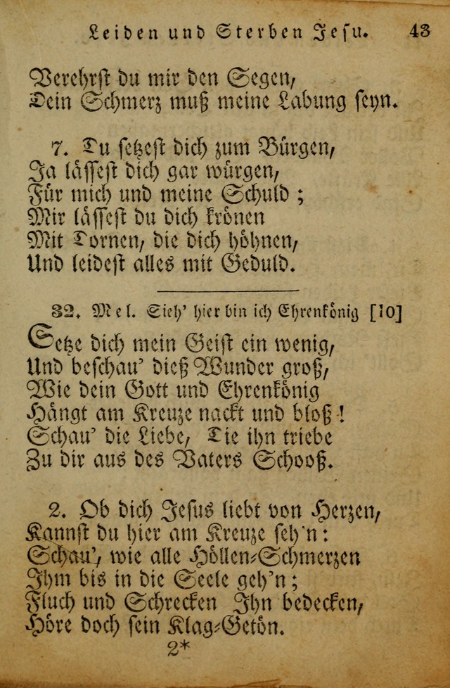 Die Gemeinschaftliche Liedersammlung: zum allgemeinen Gebrauch des wahren Gotrtesdienstes; mit einem inhalt sammt zweisachem Register versehen (4th Aufl) page 43