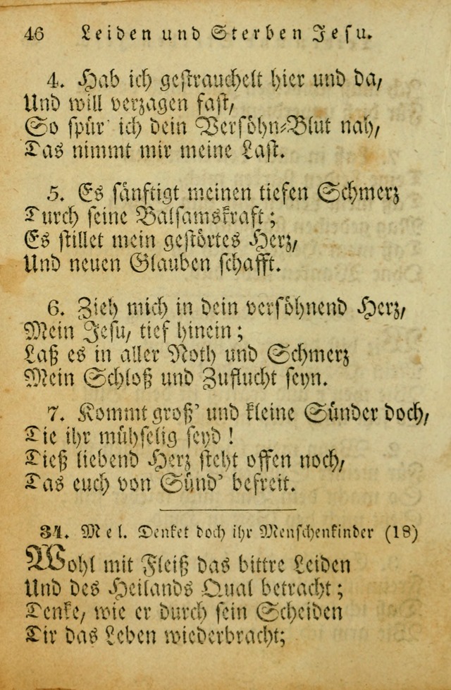 Die Gemeinschaftliche Liedersammlung: zum allgemeinen Gebrauch des wahren Gotrtesdienstes; mit einem inhalt sammt zweisachem Register versehen (4th Aufl) page 46