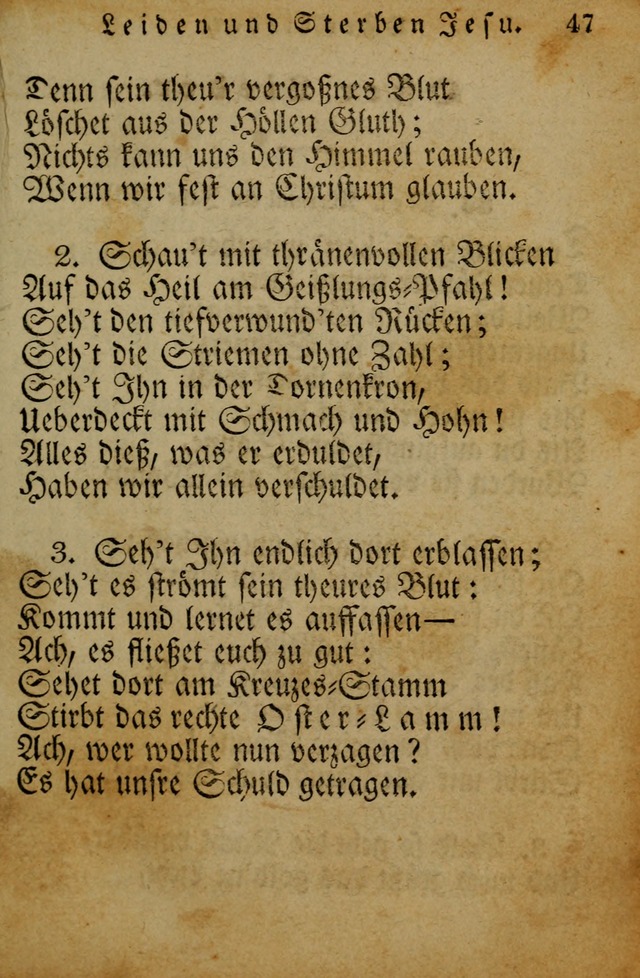 Die Gemeinschaftliche Liedersammlung: zum allgemeinen Gebrauch des wahren Gotrtesdienstes; mit einem inhalt sammt zweisachem Register versehen (4th Aufl) page 47