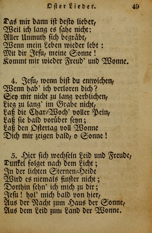 Die Gemeinschaftliche Liedersammlung: zum allgemeinen Gebrauch des wahren Gotrtesdienstes; mit einem inhalt sammt zweisachem Register versehen (4th Aufl) page 49