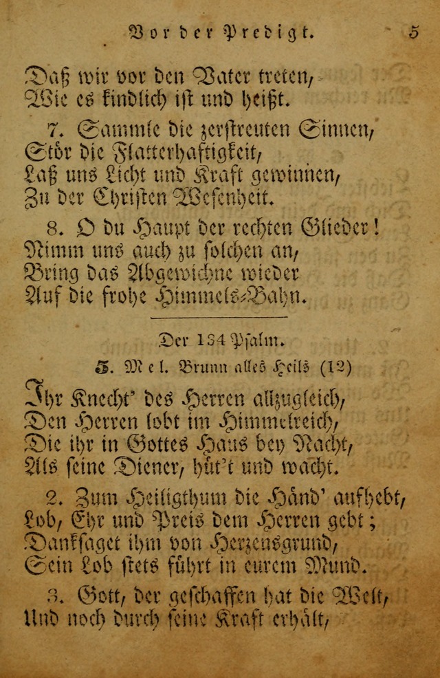 Die Gemeinschaftliche Liedersammlung: zum allgemeinen Gebrauch des wahren Gotrtesdienstes; mit einem inhalt sammt zweisachem Register versehen (4th Aufl) page 5