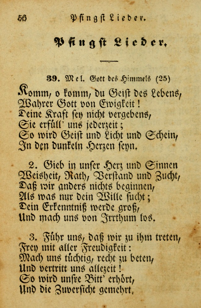 Die Gemeinschaftliche Liedersammlung: zum allgemeinen Gebrauch des wahren Gotrtesdienstes; mit einem inhalt sammt zweisachem Register versehen (4th Aufl) page 56