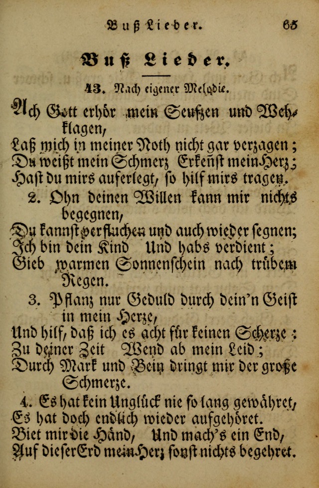 Die Gemeinschaftliche Liedersammlung: zum allgemeinen Gebrauch des wahren Gotrtesdienstes; mit einem inhalt sammt zweisachem Register versehen (4th Aufl) page 65