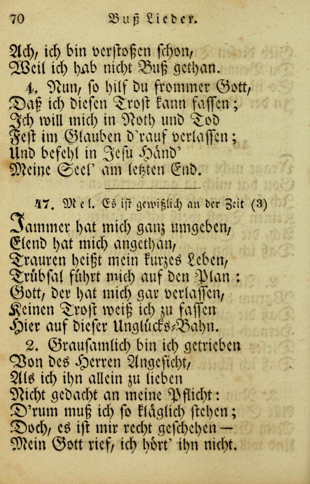 Die Gemeinschaftliche Liedersammlung: zum allgemeinen Gebrauch des wahren Gotrtesdienstes; mit einem inhalt sammt zweisachem Register versehen (4th Aufl) page 70