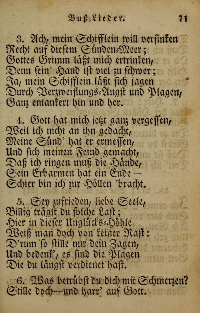 Die Gemeinschaftliche Liedersammlung: zum allgemeinen Gebrauch des wahren Gotrtesdienstes; mit einem inhalt sammt zweisachem Register versehen (4th Aufl) page 71