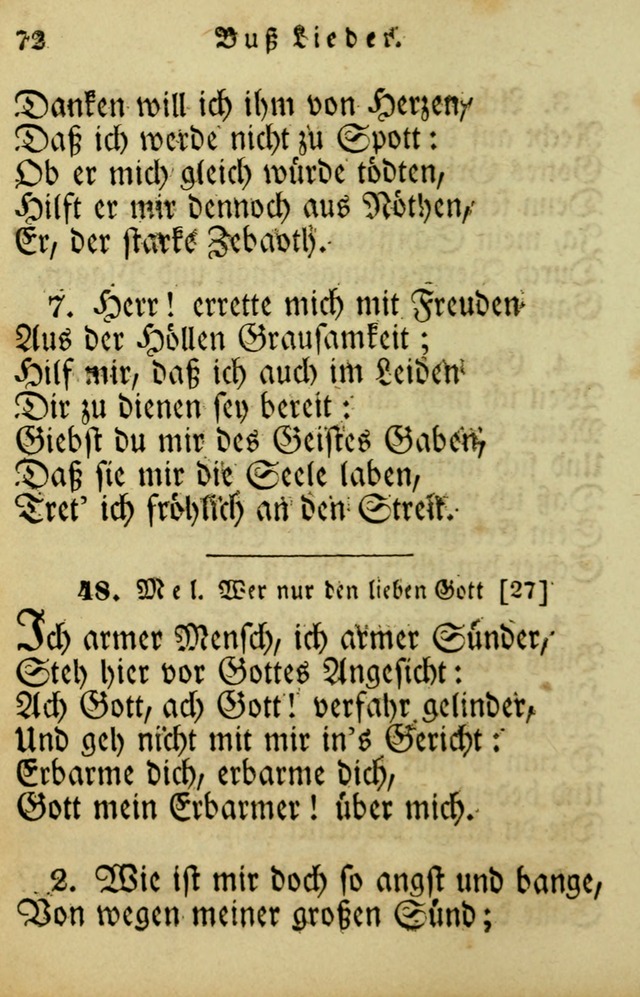 Die Gemeinschaftliche Liedersammlung: zum allgemeinen Gebrauch des wahren Gotrtesdienstes; mit einem inhalt sammt zweisachem Register versehen (4th Aufl) page 72