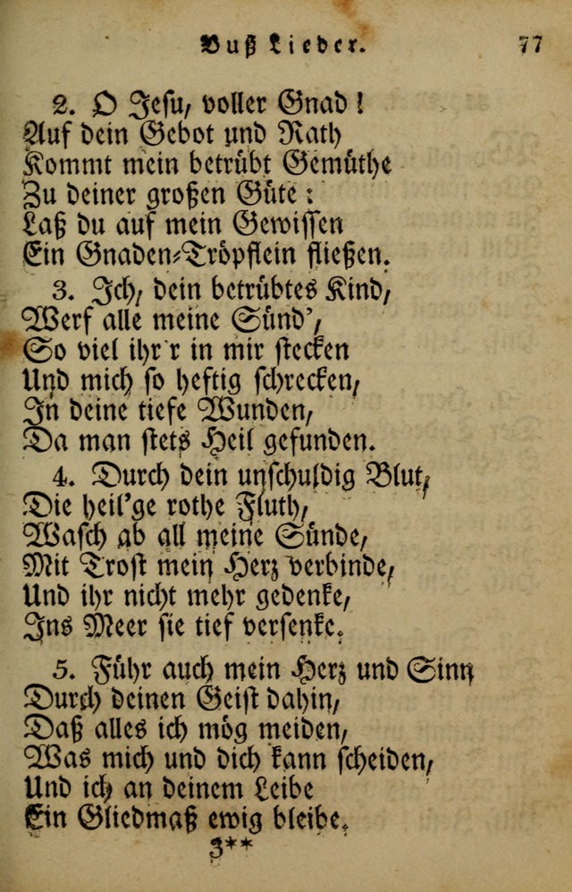 Die Gemeinschaftliche Liedersammlung: zum allgemeinen Gebrauch des wahren Gotrtesdienstes; mit einem inhalt sammt zweisachem Register versehen (4th Aufl) page 77